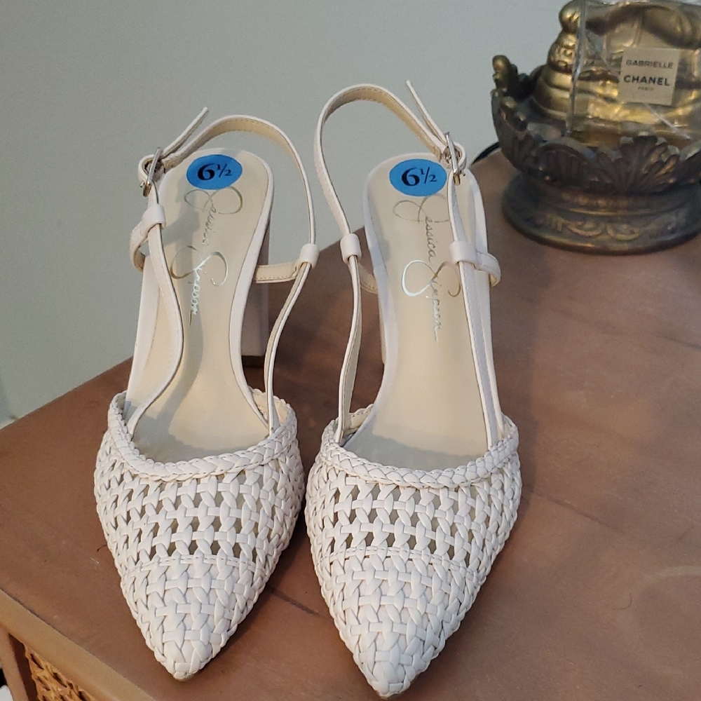 Jessica Simpson Beige Woven Heels